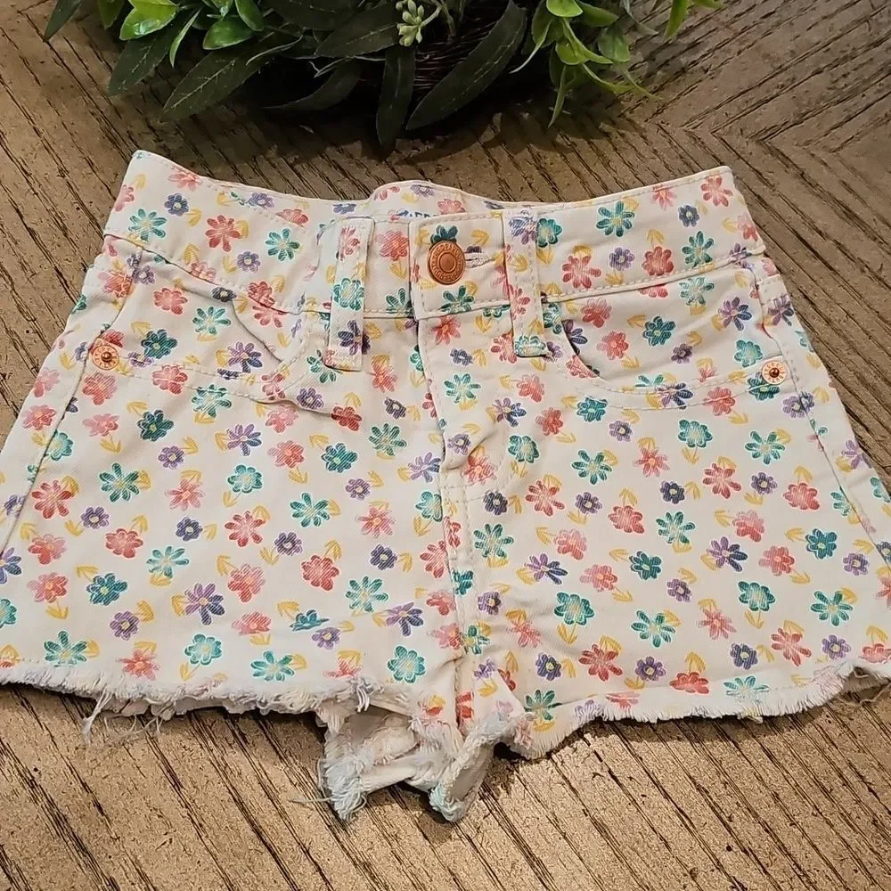 Floral Denim Jean Shorts Size 6